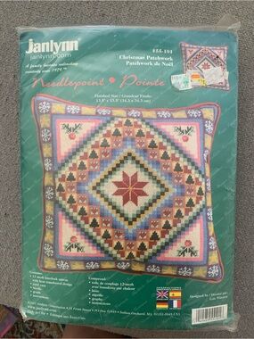 Vintage Janlynn Needlepoint Christmas Patchwork Pillow Kit - Multicolor